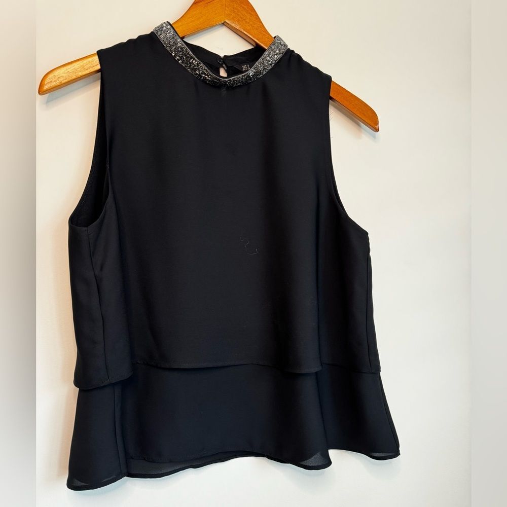 Black Zara top with jewel collar
